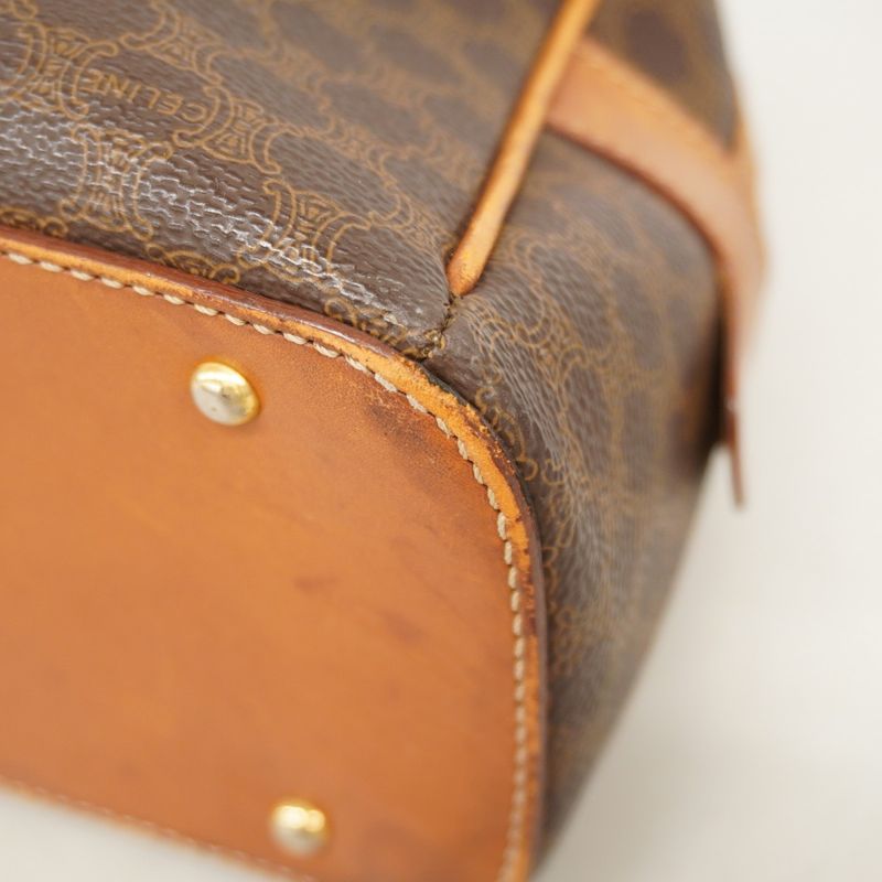 Celine Handbag Macadam PVC Brown Gold Hardware Women