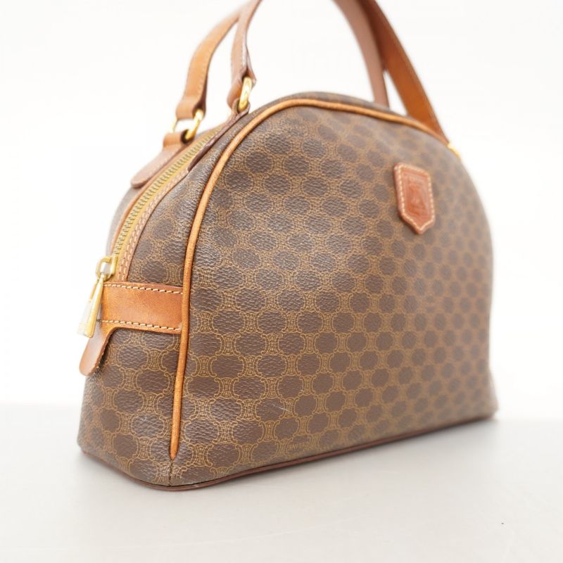 Celine Handbag Macadam PVC Brown Gold Hardware Women