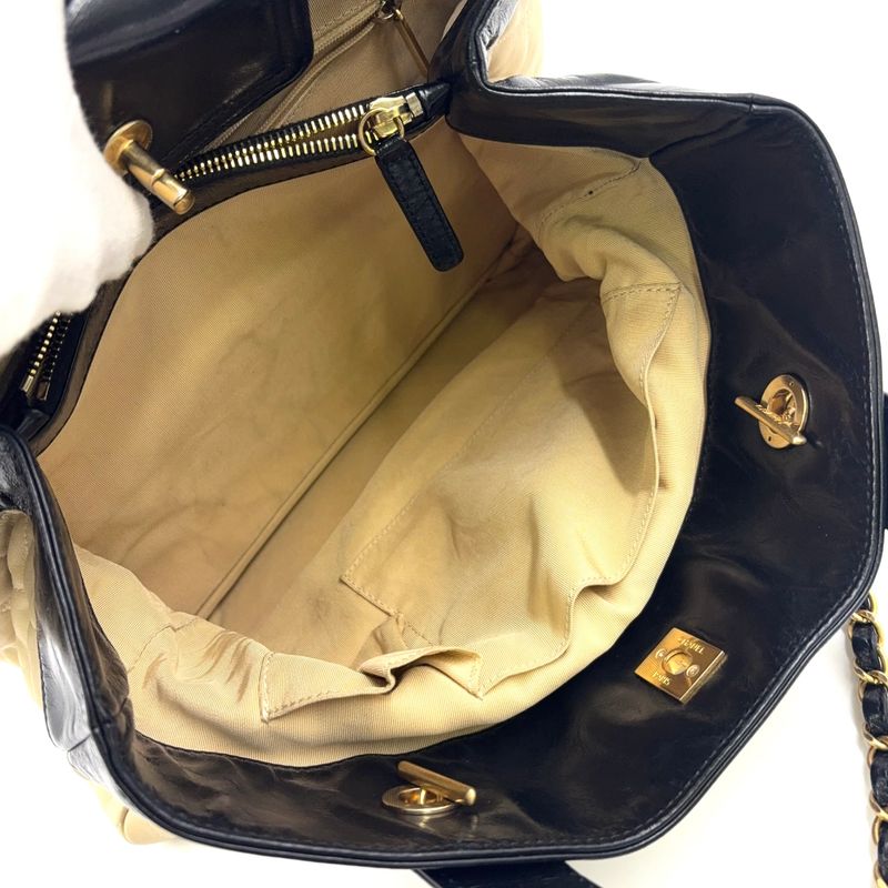 Chanel Matelasse In The Mix Chain 16th 2way Tote Bag Calf Black And Beige