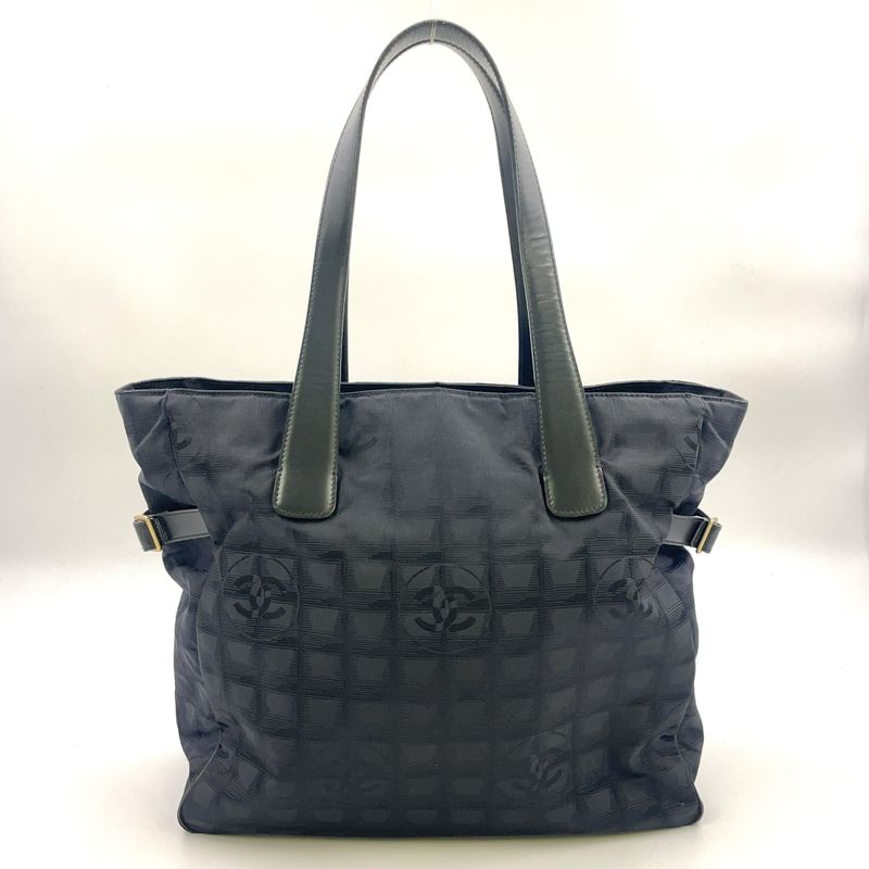 Chanel New Travel Line GM Serial No 9 Leather × Nylon Canvas Dark Brown × Black