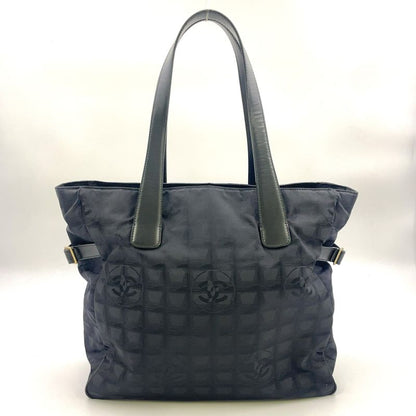 Chanel New Travel Line GM Serial No 9 Leather × Nylon Canvas Dark Brown × Black