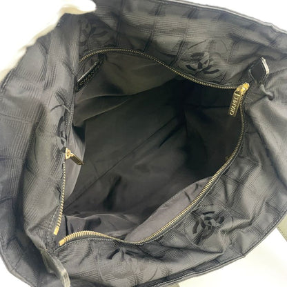 Chanel New Travel Line GM Serial No 9 Leather × Nylon Canvas Dark Brown × Black