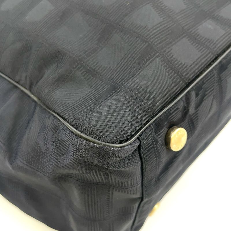 Chanel New Travel Line GM Serial No 9 Leather × Nylon Canvas Dark Brown × Black