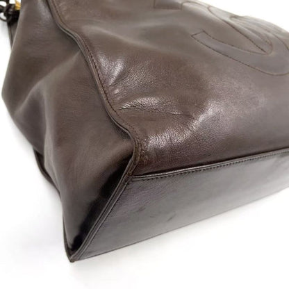 Chanel Coco Mark Chain Shoulder Serial No 3 Leather Brown Tote Bag Gold