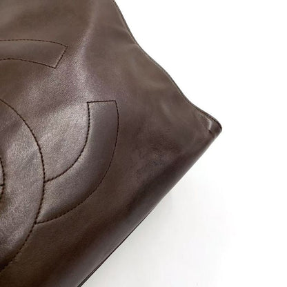 Chanel Coco Mark Chain Shoulder Serial No 3 Leather Brown Tote Bag Gold