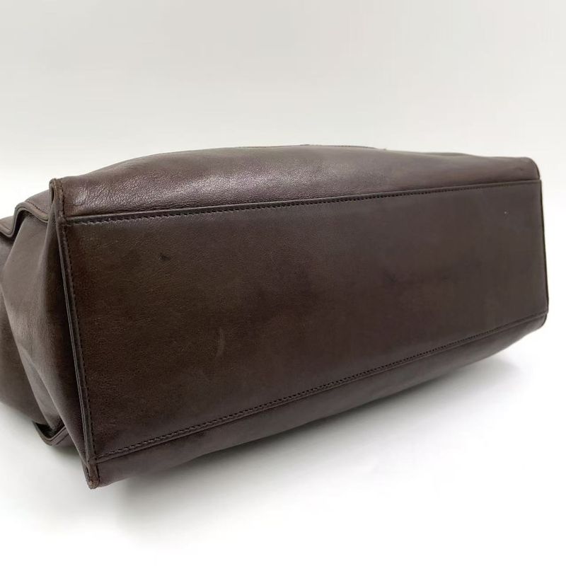 Chanel Coco Mark Chain Shoulder Serial No 3 Leather Brown Tote Bag Gold