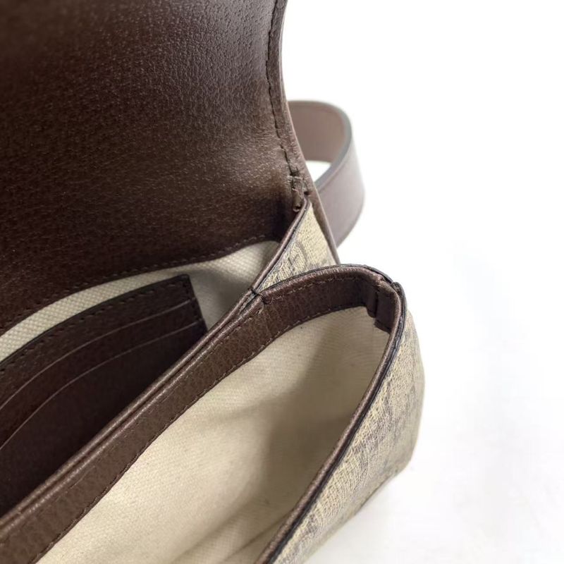 Gucci Blondi GG Supreme Belt Bag Leather X Canvas Brown Body Bag Gold 703807