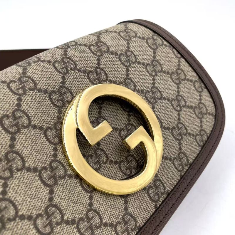 Gucci Blondi GG Supreme Belt Bag Leather X Canvas Brown Body Bag Gold 703807