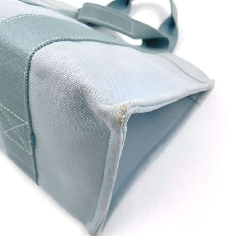 Hermes Coquillage PM Tote Canvas Light Blue Handbag Silver