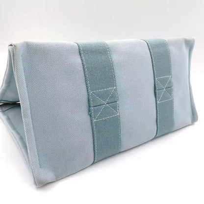 Hermes Coquillage PM Tote Canvas Light Blue Handbag Silver