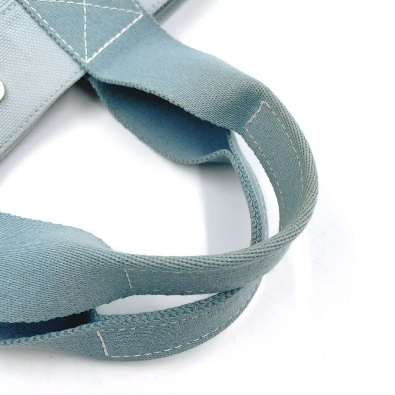 Hermes Coquillage PM Tote Canvas Light Blue Handbag Silver