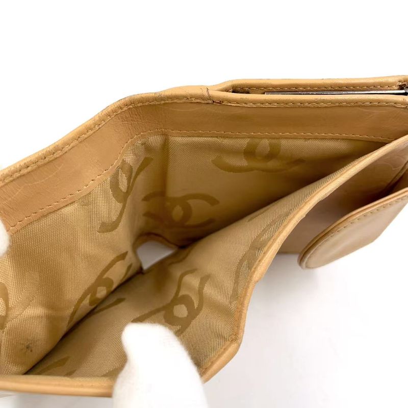 Chanel Coco Cambon Bifold Wallet 9 Series Leather Black And Beige Wallet