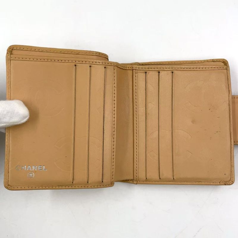 Chanel Coco Cambon Bifold Wallet 9 Series Leather Black And Beige Wallet