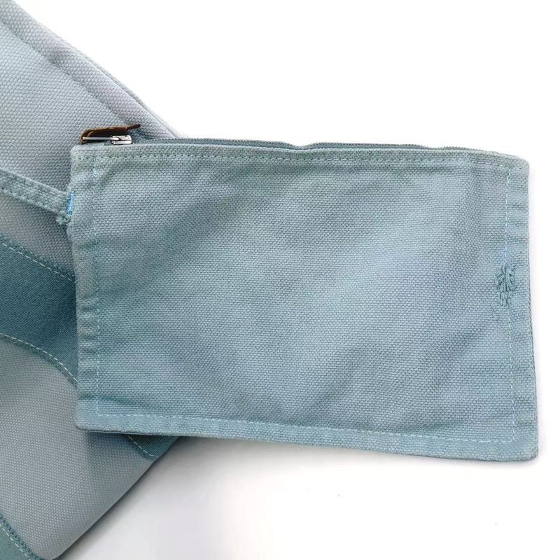 Hermes Coquillage PM Tote Canvas Light Blue Handbag Silver