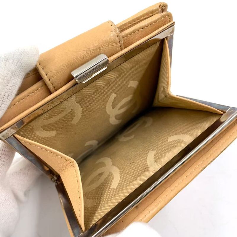 Chanel Coco Cambon Bifold Wallet 9 Series Leather Black And Beige Wallet