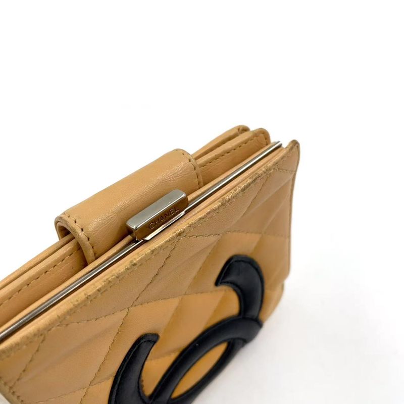 Chanel Coco Cambon Bifold Wallet 9 Series Leather Black And Beige Wallet