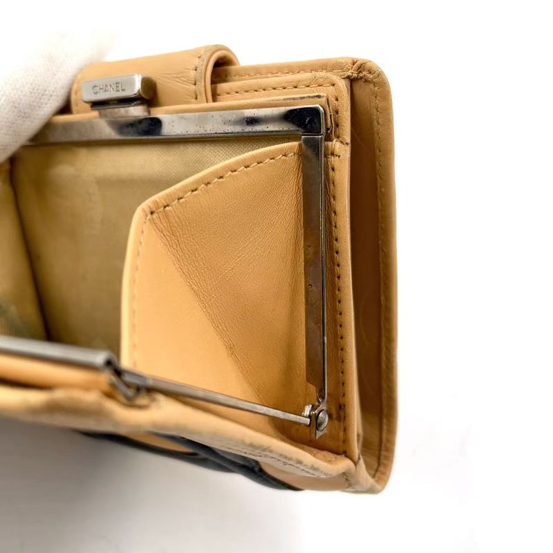 Chanel Coco Cambon Bifold Wallet 9 Series Leather Black And Beige Wallet