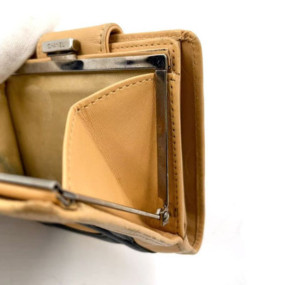 Chanel Coco Cambon Bifold Wallet 9 Series Leather Black And Beige Wallet