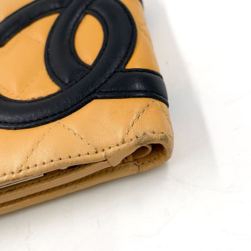 Chanel Coco Cambon Bifold Wallet 9 Series Leather Black And Beige Wallet