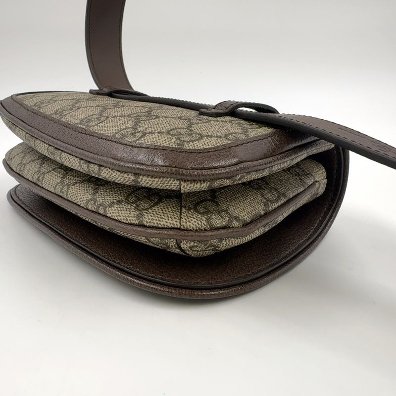 Gucci GG Supreme Belt Bag Leather X Canvas Brown Body Bag Gold 703302