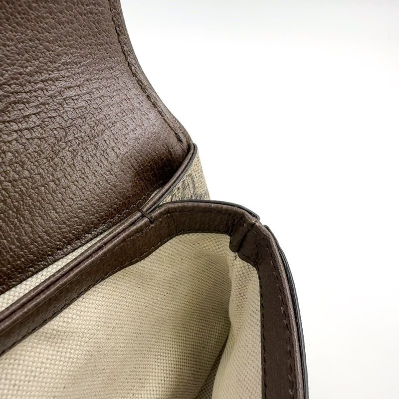 Gucci GG Supreme Belt Bag Leather X Canvas Brown Body Bag Gold 703302