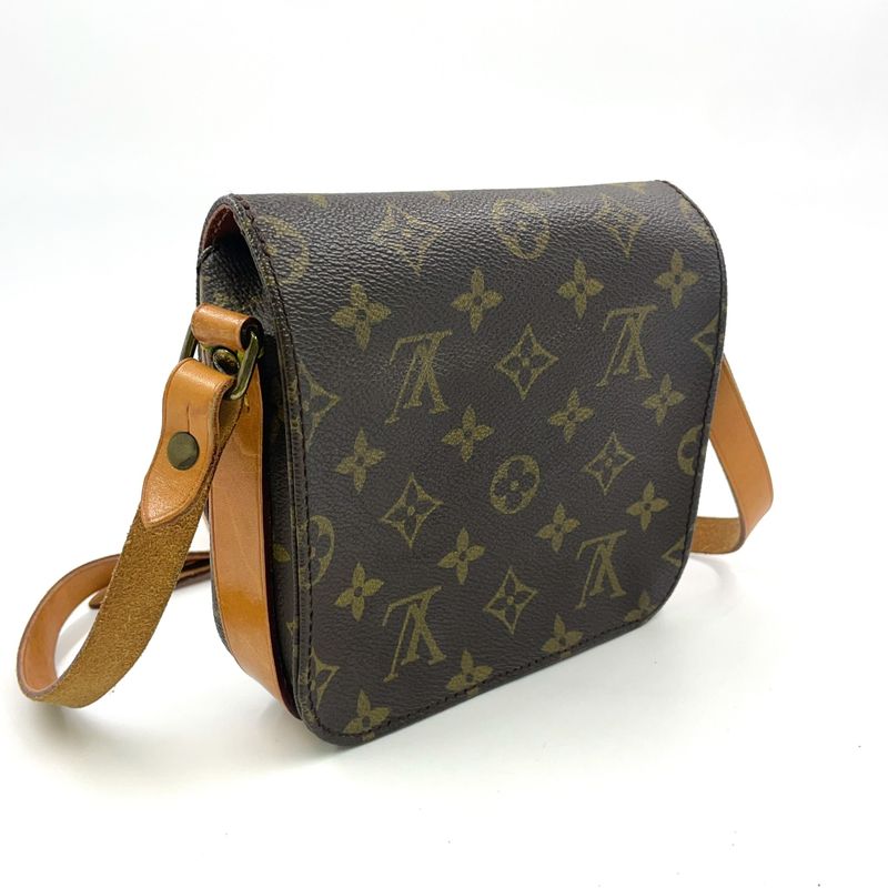 Louis Vuitton Cartesiere PM Monogram Leather × PVC Brown Shoulder Bag Gold