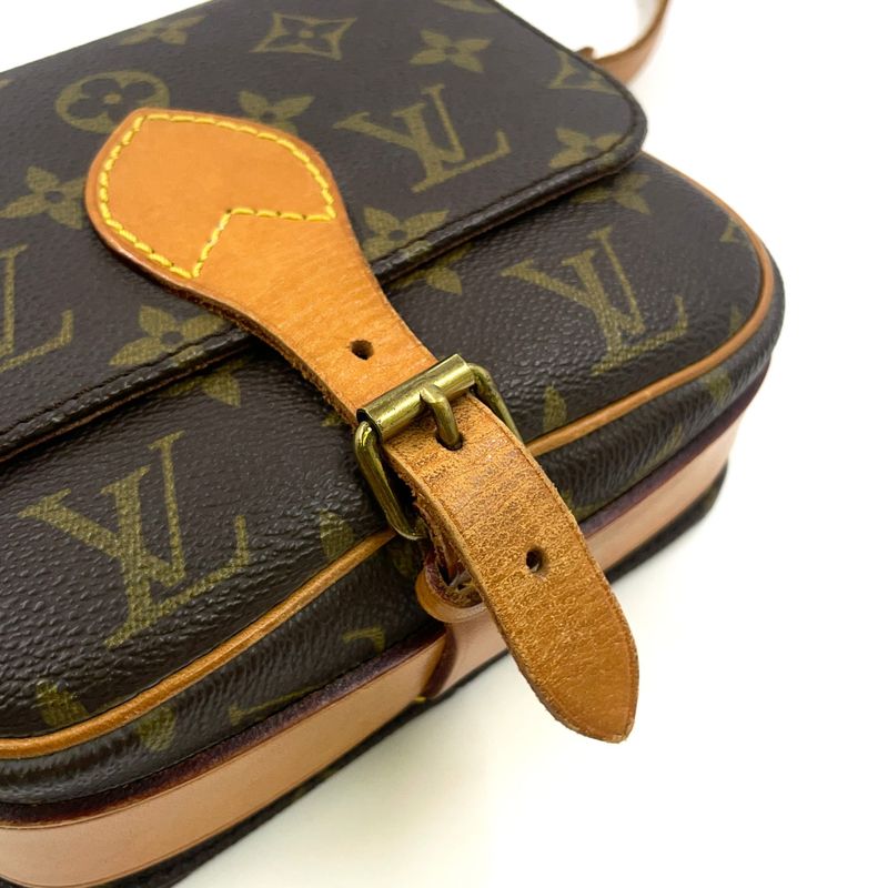 Louis Vuitton Cartesiere PM Monogram Leather × PVC Brown Shoulder Bag Gold