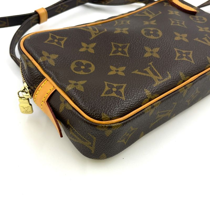 Louis Vuitton Marly Bandouliere Monogram Leather X PVC Brown Shoulder Bag Gold