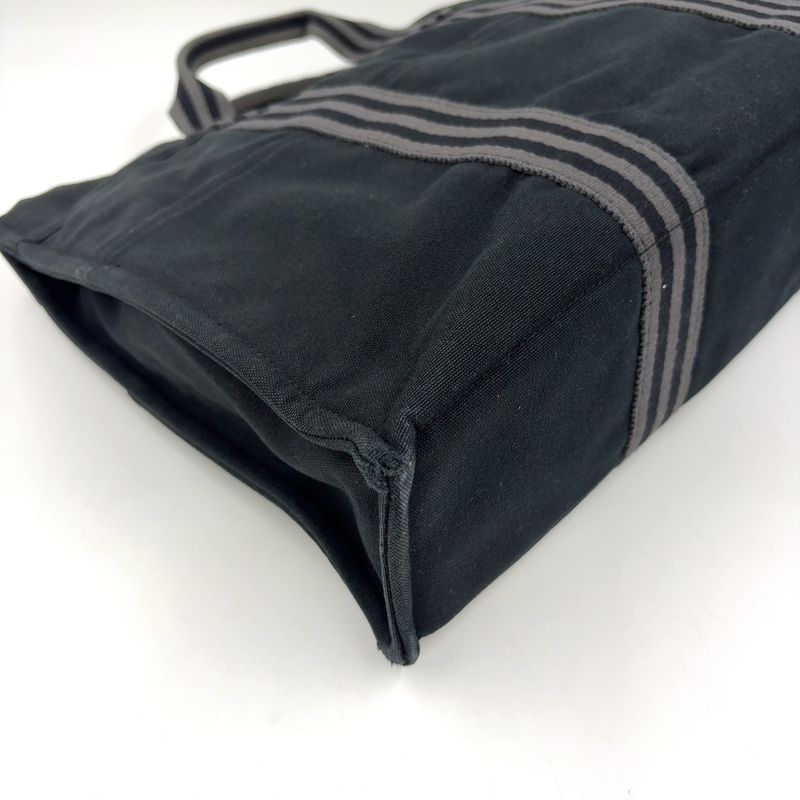 Hermes Fourre Tout MM Cotton Gray And Black Tote Bag Silver