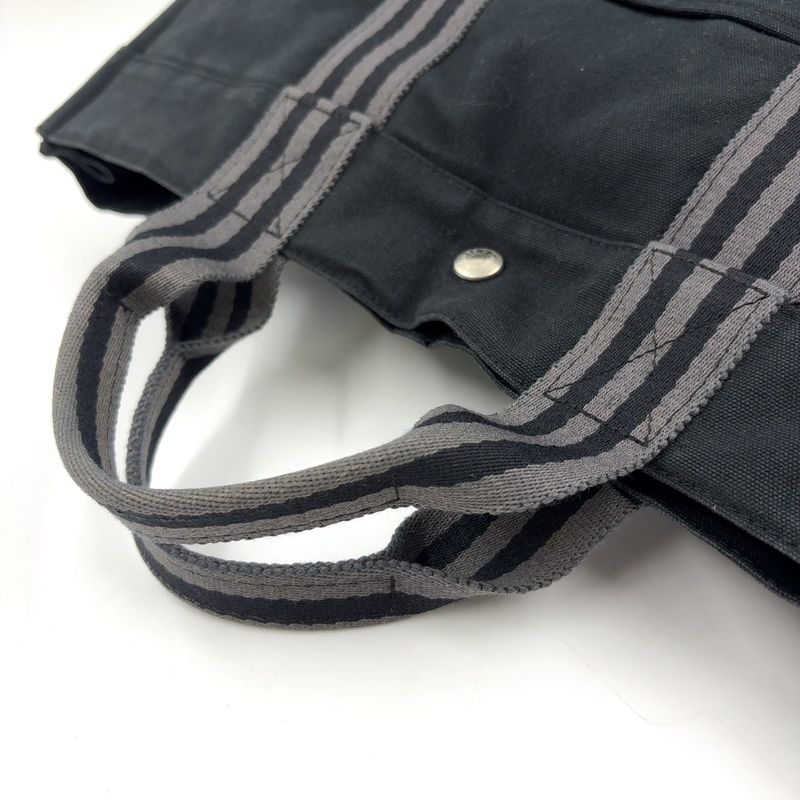 Hermes Fourre Tout MM Cotton Gray And Black Tote Bag Silver