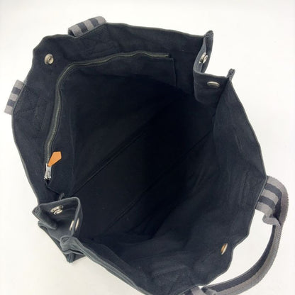 Hermes Fourre Tout MM Cotton Gray And Black Tote Bag Silver