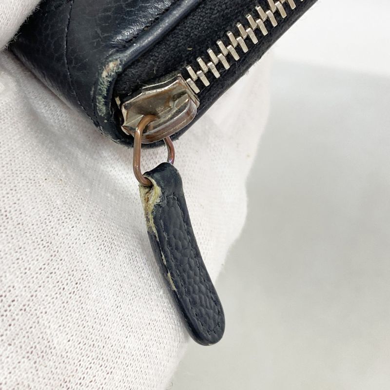 Chanel Long Wallet Matelasse Caviar Skin Black Silver Hardware Women