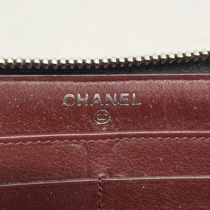 Chanel Long Wallet Matelasse Caviar Skin Black Silver Hardware Women