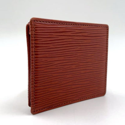 Louis Vuitton Epi Portmonnais Bois Leather Brown Coin Case Gold M63693