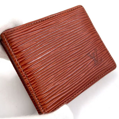 Louis Vuitton Epi Portmonnais Bois Leather Brown Coin Case Gold M63693