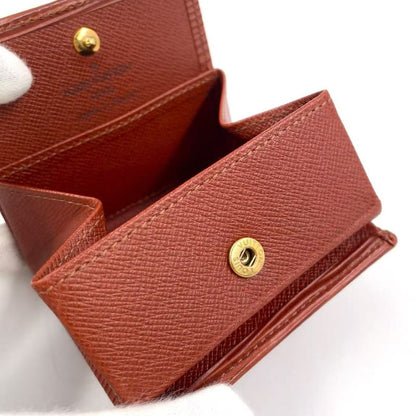 Louis Vuitton Epi Portmonnais Bois Leather Brown Coin Case Gold M63693