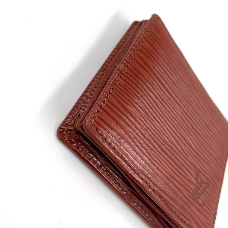 Louis Vuitton Epi Portmonnais Bois Leather Brown Coin Case Gold M63693
