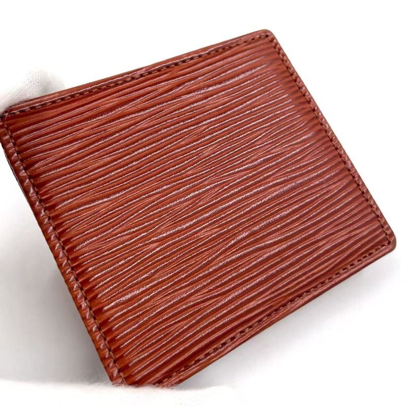 Louis Vuitton Epi Portmonnais Bois Leather Brown Coin Case Gold M63693