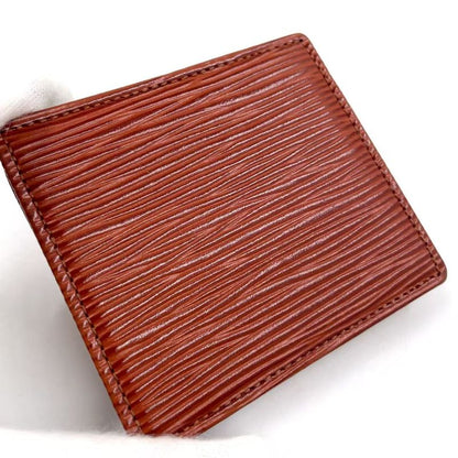 Louis Vuitton Epi Portmonnais Bois Leather Brown Coin Case Gold M63693