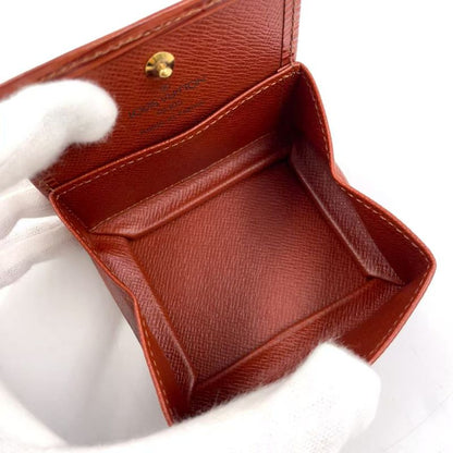 Louis Vuitton Epi Portmonnais Bois Leather Brown Coin Case Gold M63693