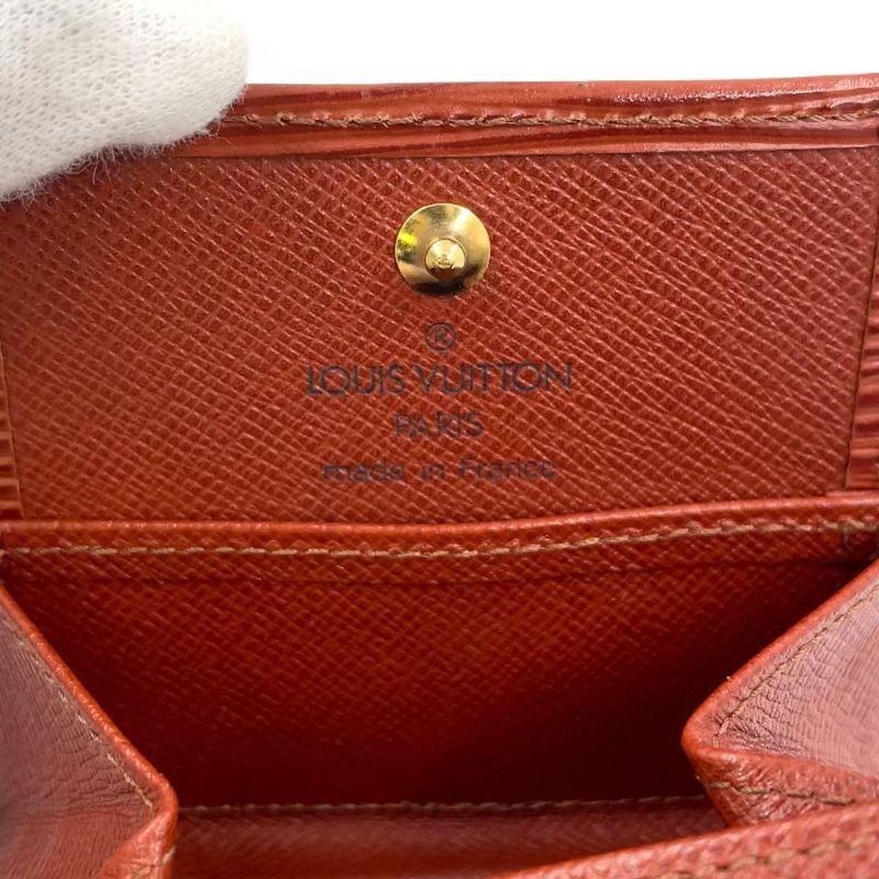 Louis Vuitton Epi Portmonnais Bois Leather Brown Coin Case Gold M63693