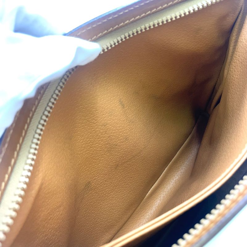 Celine Macadam Pattern Leather X PVC Off-white And Brown Clutch Bag Gold M08