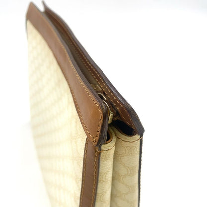 Celine Macadam Pattern Leather X PVC Off-white And Brown Clutch Bag Gold M08