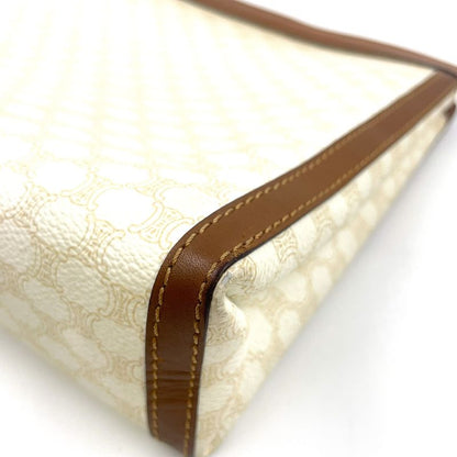 Celine Macadam Pattern Leather X PVC Off-white And Brown Clutch Bag Gold M08