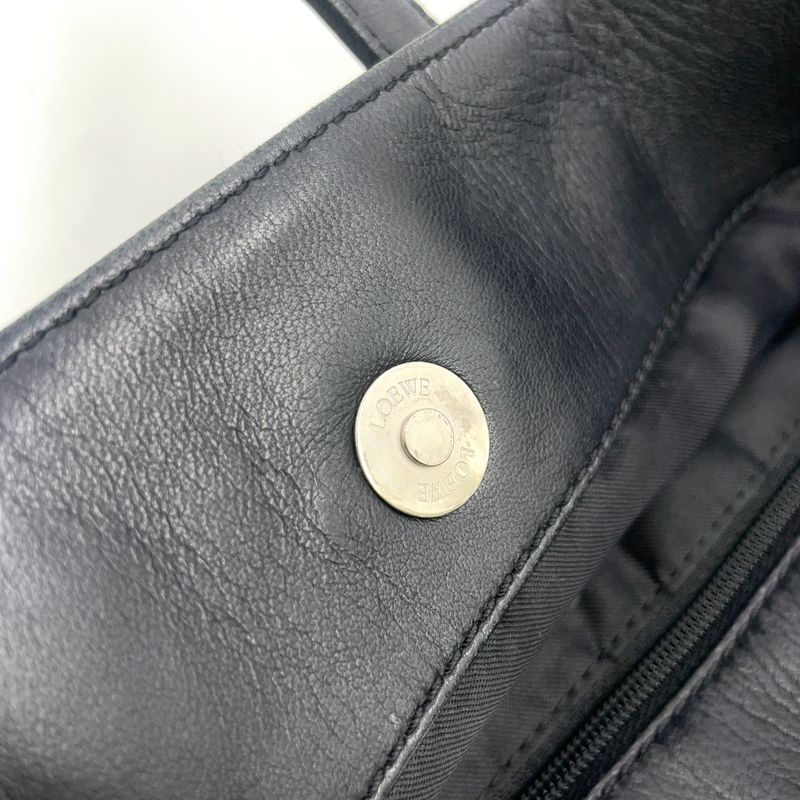 Loewe Anagram Leather Black Tote Bag Silver 050609