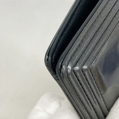 Chanel Long Wallet Boy Chanel Enamel Gray Silver Hardware Women