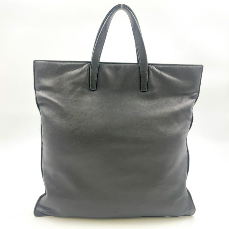 Loewe Anagram Leather Black Tote Bag Silver 050609