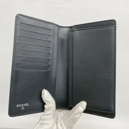 Chanel Long Wallet Boy Chanel Enamel Gray Silver Hardware Women