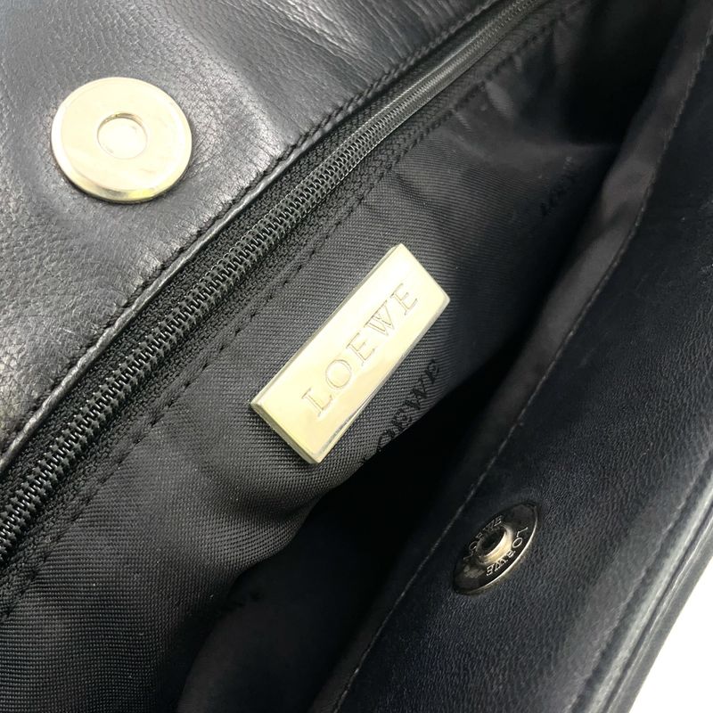 Loewe Anagram Leather Black Tote Bag Silver 050609