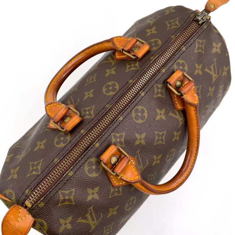 Louis Vuitton Speedy 30 Monogram Serial Unknown Leather ×PVC Brown Handbag Gold